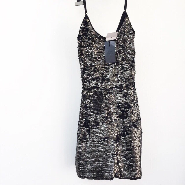 ABITO VESTITO BERSHKA NUOVO nero grigio con Paillettes Taglia S EUR 25 00 PicClick IT