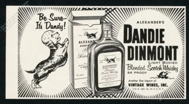 1955 Dandie Dinmont terrier art DD Scotch Whisky vintage print ad