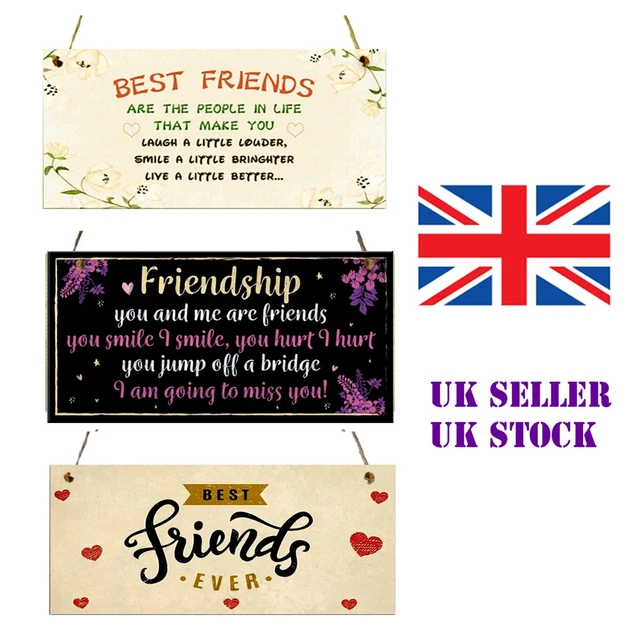 Best Friend Friendship Quote Hanging Sign Plague Christmas Gift Thank You Card