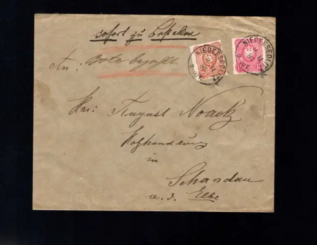 Dt. Reich 1885 - 10 + 25 Pfg. Eilboten Brief "Niedersedlitz"  (a894)
