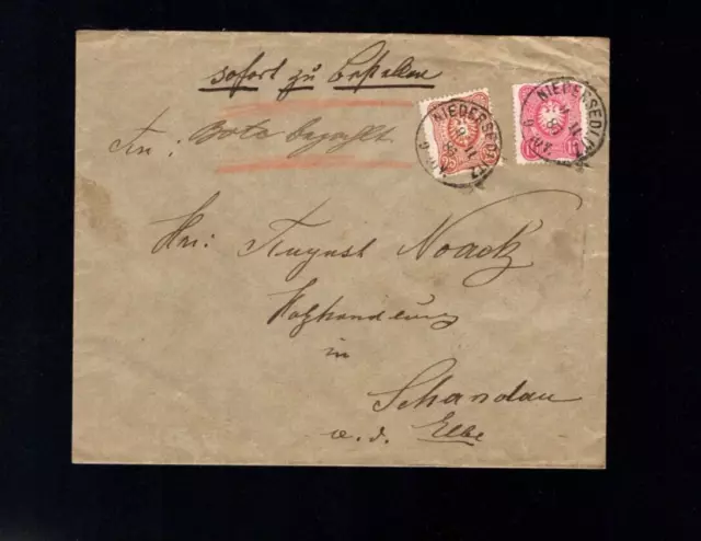 Dt. Reich 1885 - 10 + 25 Pfg. Eilboten Brief "Niedersedlitz"  (a894)