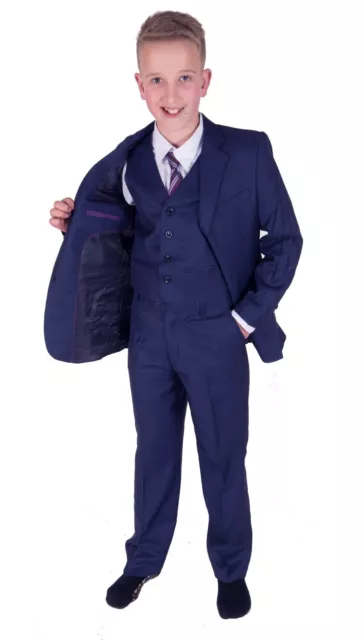 Boys Suits Blue 5 Piece boys Wedding Suit Page Boy Party Prom 2 to 15 Years