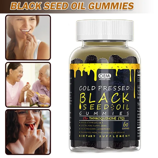 Black Seed Oil Gummies 1000mg | 60 Softgel Capsules | Cold Pressed | 2023 NEW