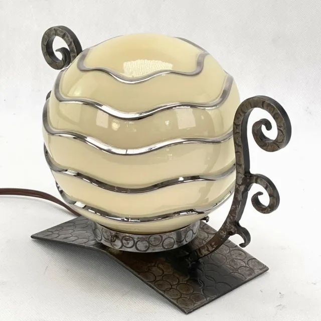 traumhafte ART DECO Tischlampe Lampe Glaskugel desk lamp 2
