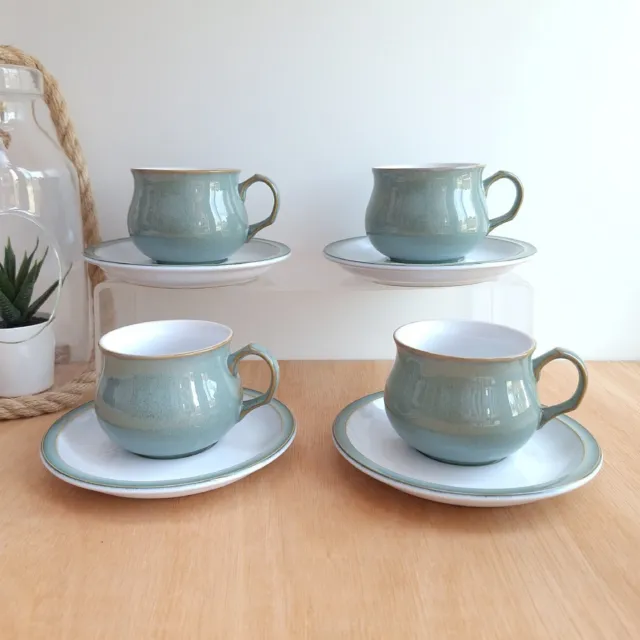 Denby Regency Green Tea Cups and Saucer x4 