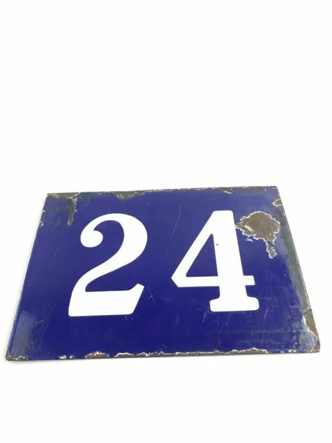 Vintage Porcelain Enamel House/Gate Number 24 Veribrite Signs- 12113