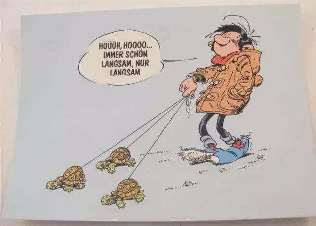 Gaston Lagaffe Postkarte  NO6 Schildkröte 1990  Neu Sammlerstück 2