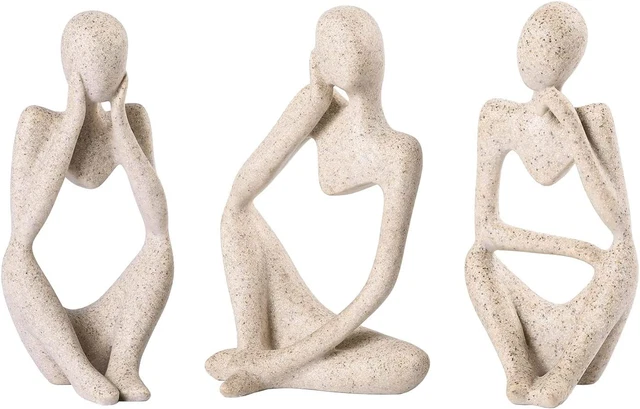 BMLCGJ Thinker Statue Gold Decor Abstract Art Sculpture, Golden Sandstone