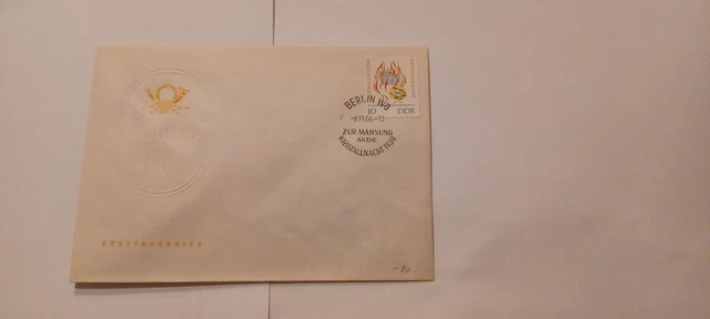 Ersttagsbrief DDR 1963 Zur Mahnung an die Kristallnacht gest. Berlin W8 8.11.63