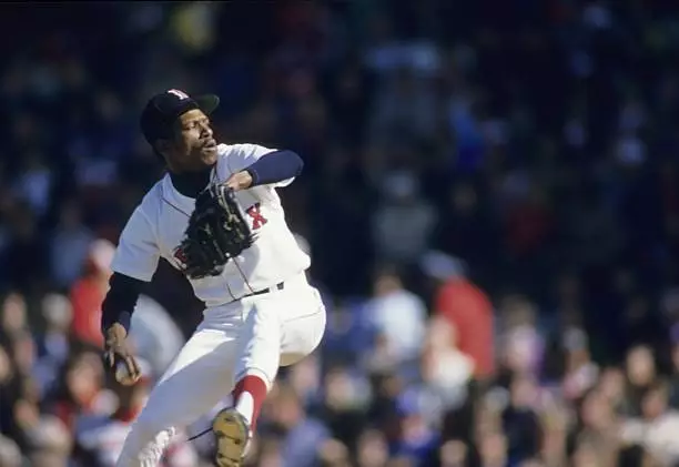 Boston Red Sox Dennis Oil Can Boyd in action, pitching vs Chicago - Old Photo 1