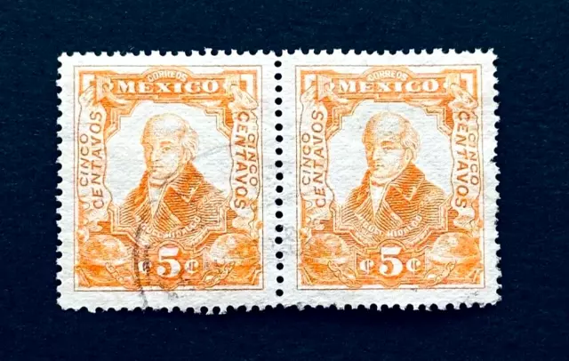 MEXICO Stamp Pair - 1910 Miguel Hidalgo 5c # 314 Used   r9