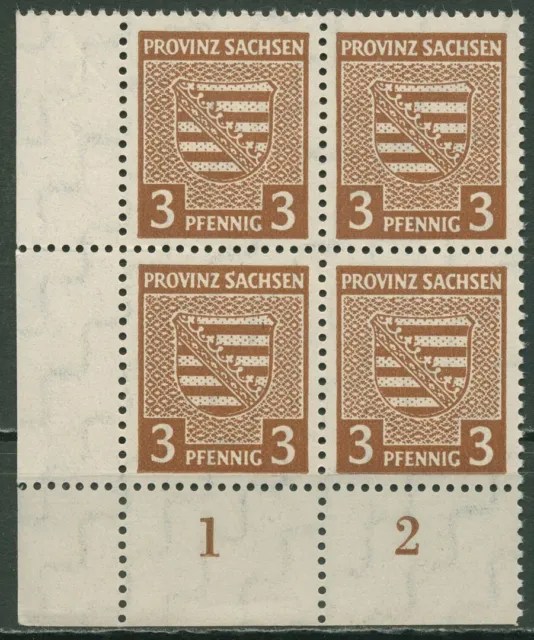 SBZ Provinz Sachsen 1945 Provinzwappen 74 X 4er-Block Ecke 3 postfrisch