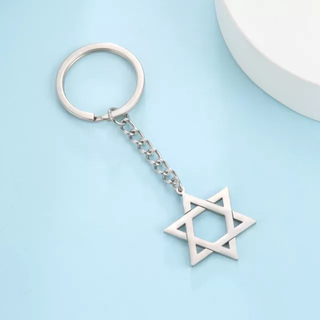 Amaxer Star of David Stainless Steel Keychain Israel Jewish Hexagram Jewelry