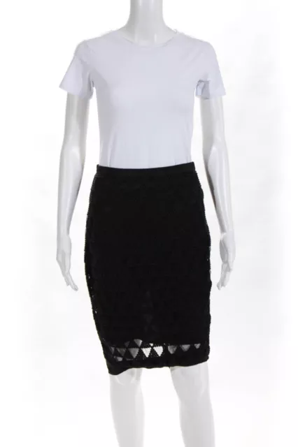 Elizabeth and James Womens Embroidered Pencil Skirt Black Size 4