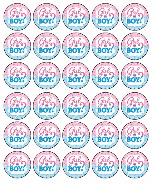 BABY SHOWER GENDER Reveal Cake Topper Edible He Or She Cupcake