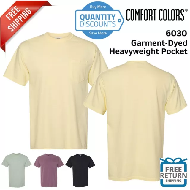 Comfort Colors Garment Dyed Ringspun Short Sleeve Shirt W/ Pocket 6030 Up To 3XL