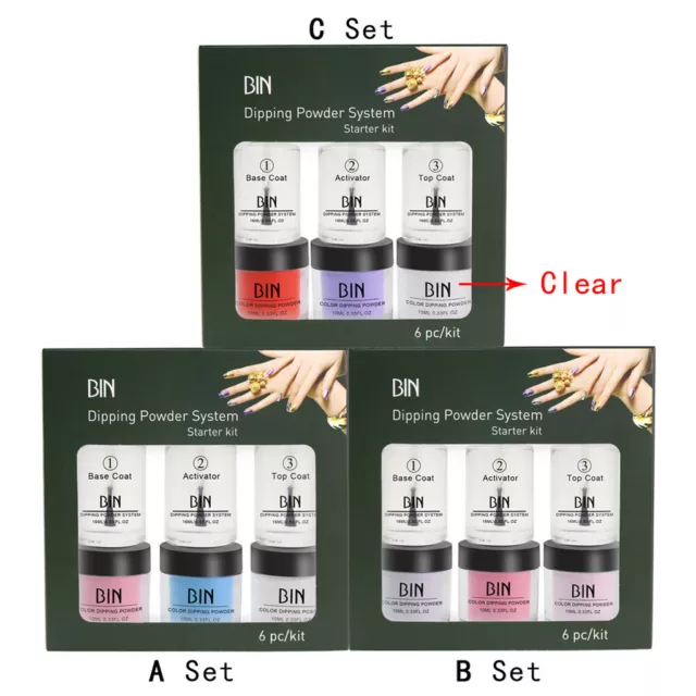 Juego de polvo de inmersión de uñas sistema de inmersión de líquido acrílico sin cura de lámpara ~