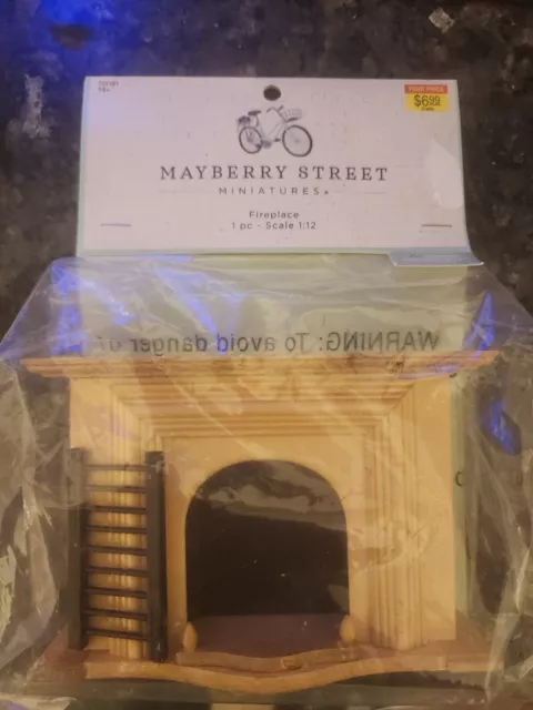 NEW MAYBERRY STREET Dollhouse Wood Fireplace Rocking Chair Cat Set 1:12  scale $24.95 - PicClick