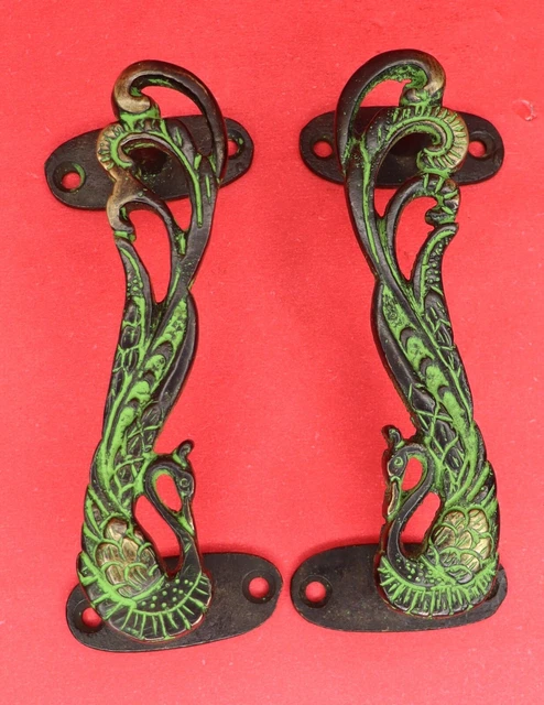 Peacock Pair Antique Victorian Style Handcrafted Brass Door Handle Home Décor