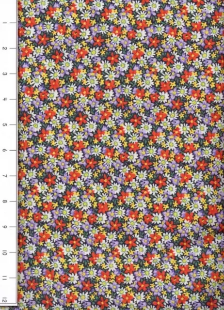Country Floral Calico Multi Colors Fabric 18" by 44" Remnant