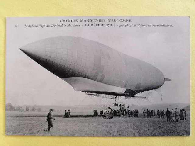 CPA 1910 BALLON DIRIGEABLE " La RÉPUBLIQUE " AÉRONEF AIRSHIP AIRCRAFT Militaires