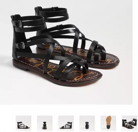Sam Edelman Gibbs Black Leather Gladiator Sandal Womens US sizes 6-10/NIB