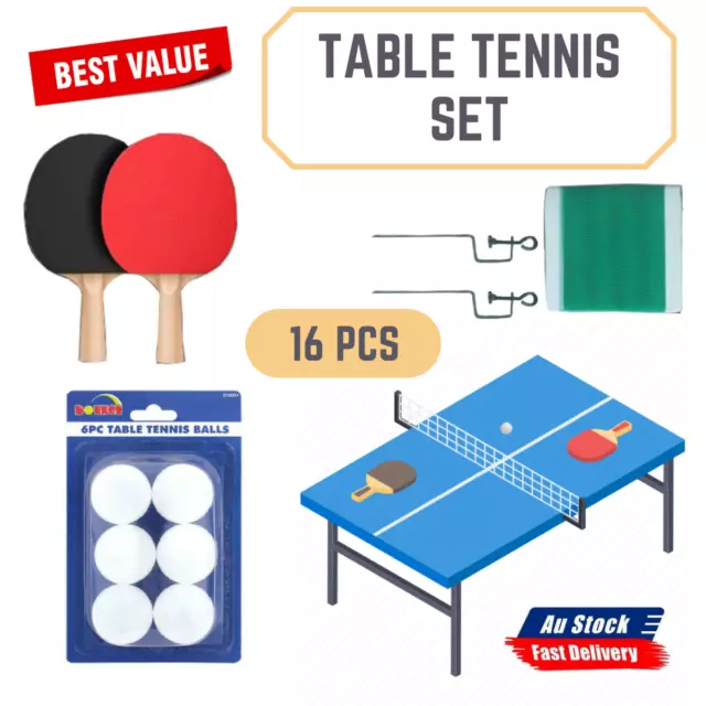 Value Set Instant Table Tennis Kit Ping Pong Set Metal Net Rack+2 Bats+9 Balls