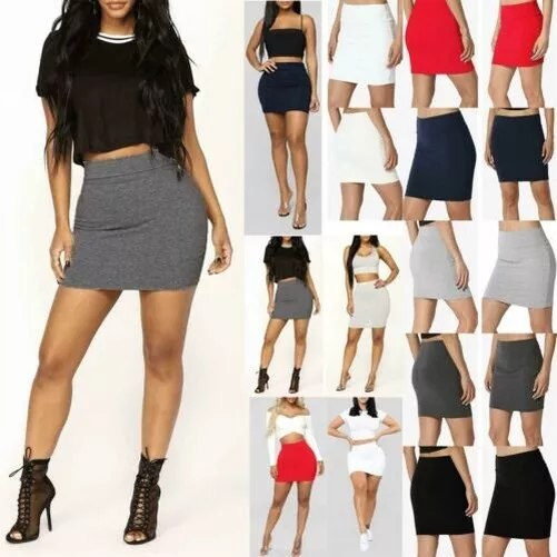 Donne Fascia Tinta Unita a Vita Alta Matita Slim Elasticizzato Body Mini Gonna