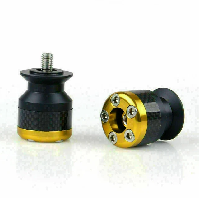 Universal Motorcycle U3C Carbon Fiber 8mm Swingarm Sliders Spools Gold U3