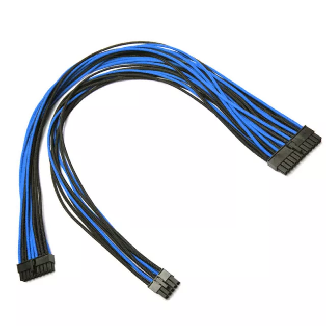 24pin Dark Blue Black Sleeved Power Supply Cable EVGA E-Series G3 / G2 / P2 / T2