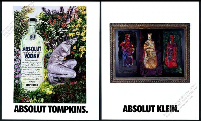 1991 Absolut Vodka Jim Klein & Betty Tompkins bottle art 2-side vintage print ad