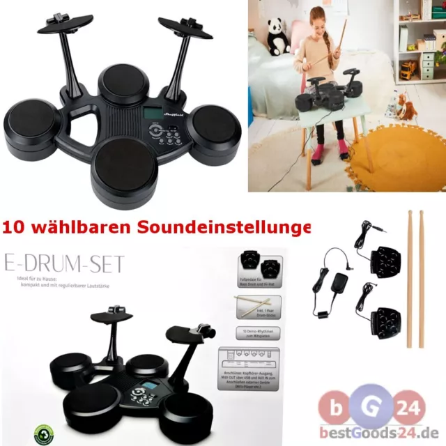 E-DRUM-SET KOMPAKT ELEKTRONISCH Schlagzeug Trommel mit Drum-Sticks mit  Fußpedale EUR 69,99 - PicClick DE