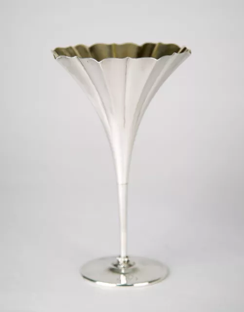 Antique Tiffany & Co. Sterling Silver Floriform Trumpet Vase 6" Gold Wash
