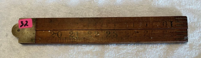 Vintage No 1135 Boxwood & Brass 12 inch Carpenter's Ruler Square Bevel Combo 36