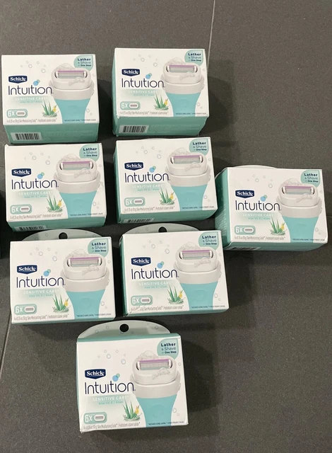 LOTE/8 rellenos de hoja de afeitar Schick Intuition Sensitive Care 48 cartuchos