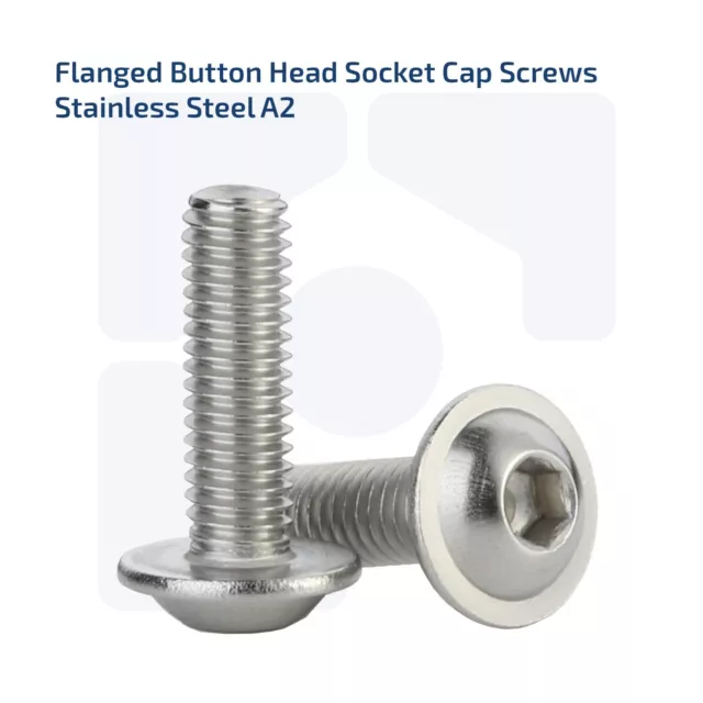 M5 Flanged Button Head Screws Allen Socket Bolts A2 Stainless Steel Din 7380