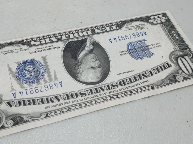 Ten Dollars ($10) Series of 1934 Mule Blue Seal Silver Certificate 7