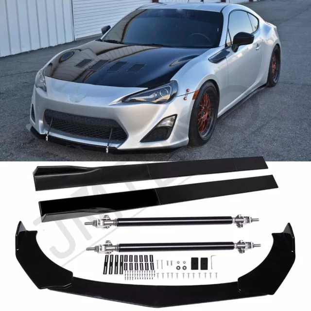 For Scion FR-S TC Front Bumper Lip Splitter Chin + 78.7" Side Skirt + Strut Rods
