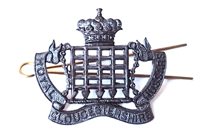 WW1 Royal Gloucestershire Hussars Office's Cap Badge Bronze 1908Era ANTIQUE RARE