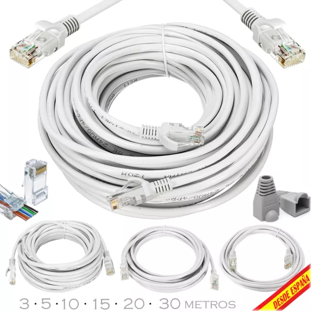 Câble De Réseau RJ45 CAT5E Ethernet Internet Réseaux Lan Serveurs 3 5 10 15 20