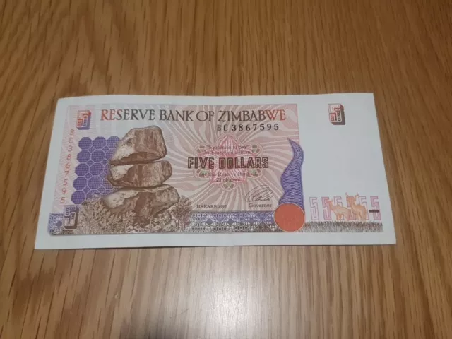 Reserve Bank of Zimbabwe banconota da 5 dollari 1997