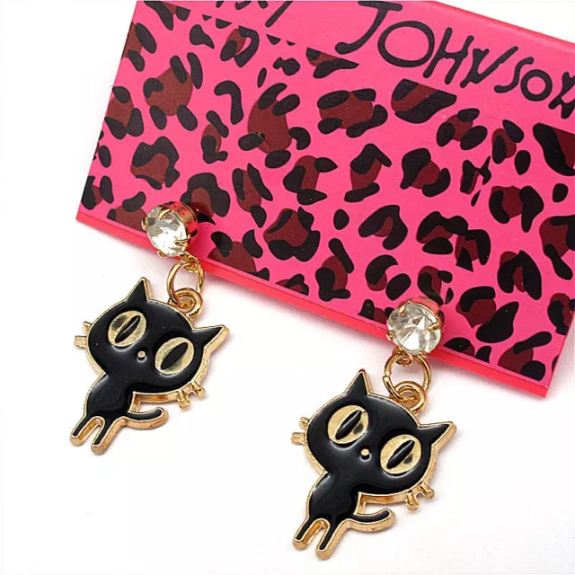 Hot Lady Jewelry Fashion Enamel Black standing cat Fashion square Earrings