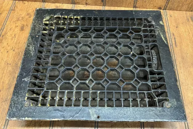 Old Cast Iron Vent Heat Register w/Damper 14" x 12" (12.25" x 10.25" Floor Hole)