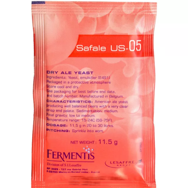 Fermentis US-05 US05 Safale Dry Ale Beer Yeast 11.5g Home Brew Sachet