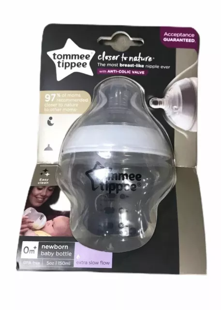 Tommee Tippee Closer to Nature Baby Feeding 5 Oz Bottle Anti-Colic Valve BPA