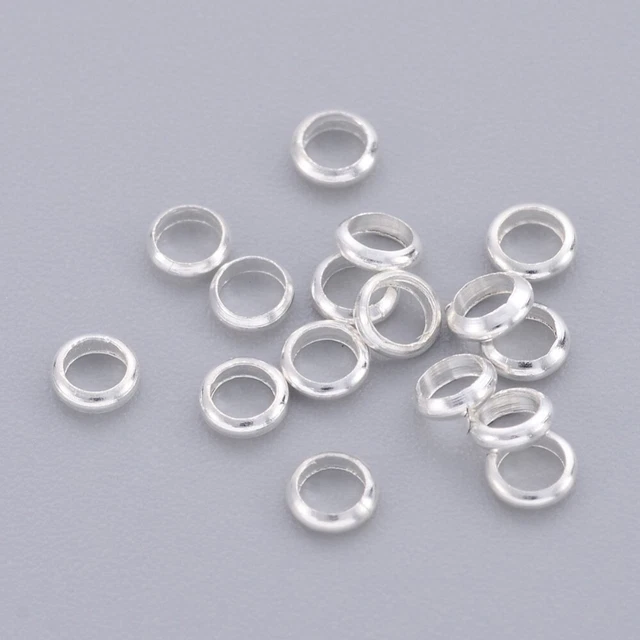 100 un. cuentas espaciadoras de latón rondelle chapadas en plata cuentas sueltas de 3,5x1 mm
