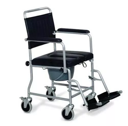 sedia comoda imbottita con wc e ruote per anziani e disabili