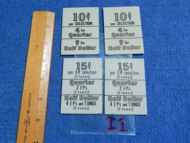 Seeburg 222 Pricing Windows: 4 for Quarter & 15 cents EP Selection