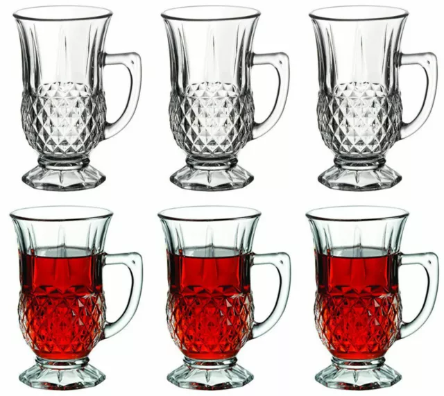 Pasabahce Istanbul 6er Set 155 ml Türkische Teegläser mit Henkel aus Glas