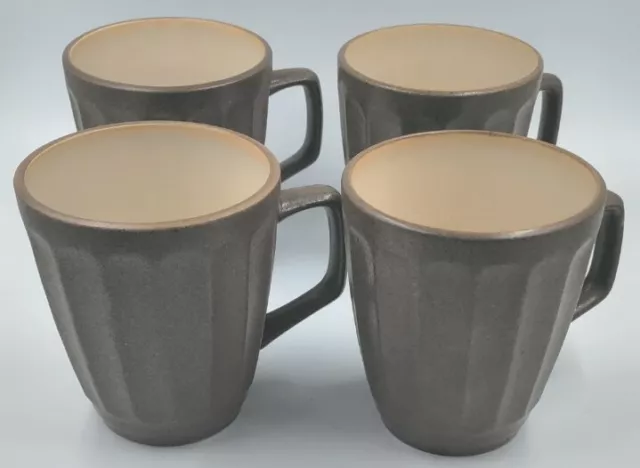 4 Sango Contrast Brown Stoneware Coffee Teacup Mugs #4706 4"